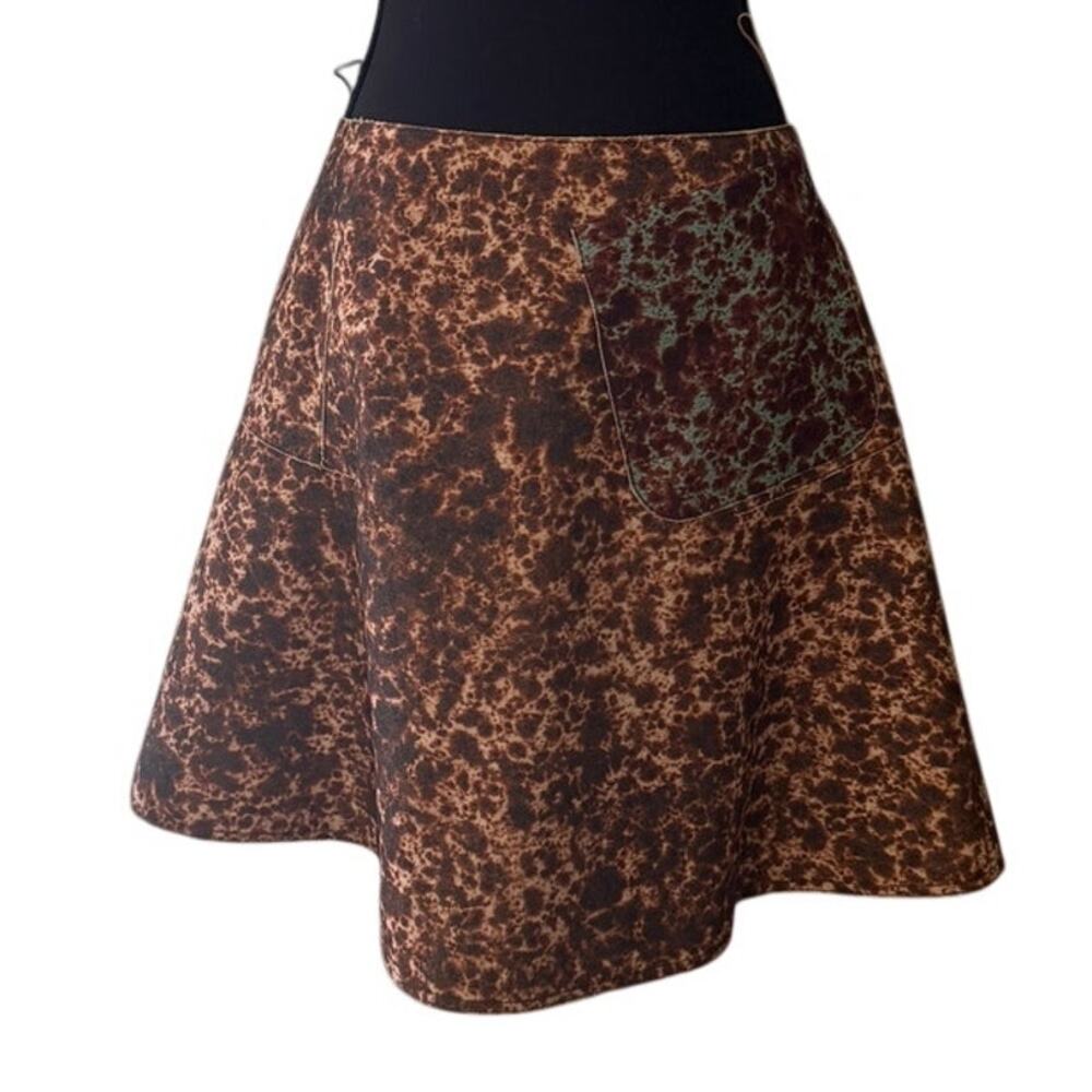 Vintage Carven Wool Blend Animal Print A-Line Skirt Size 40 Made in Hungary